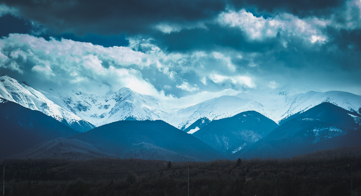 Mountains with snow on their peaks.