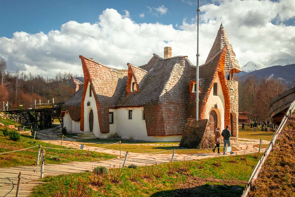 The Clay Castle right with the Fagaras mountains in the background.