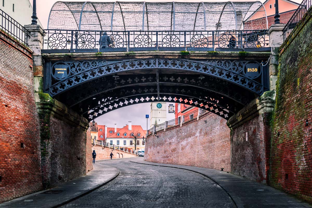 Old steel bridge in the Lesser square