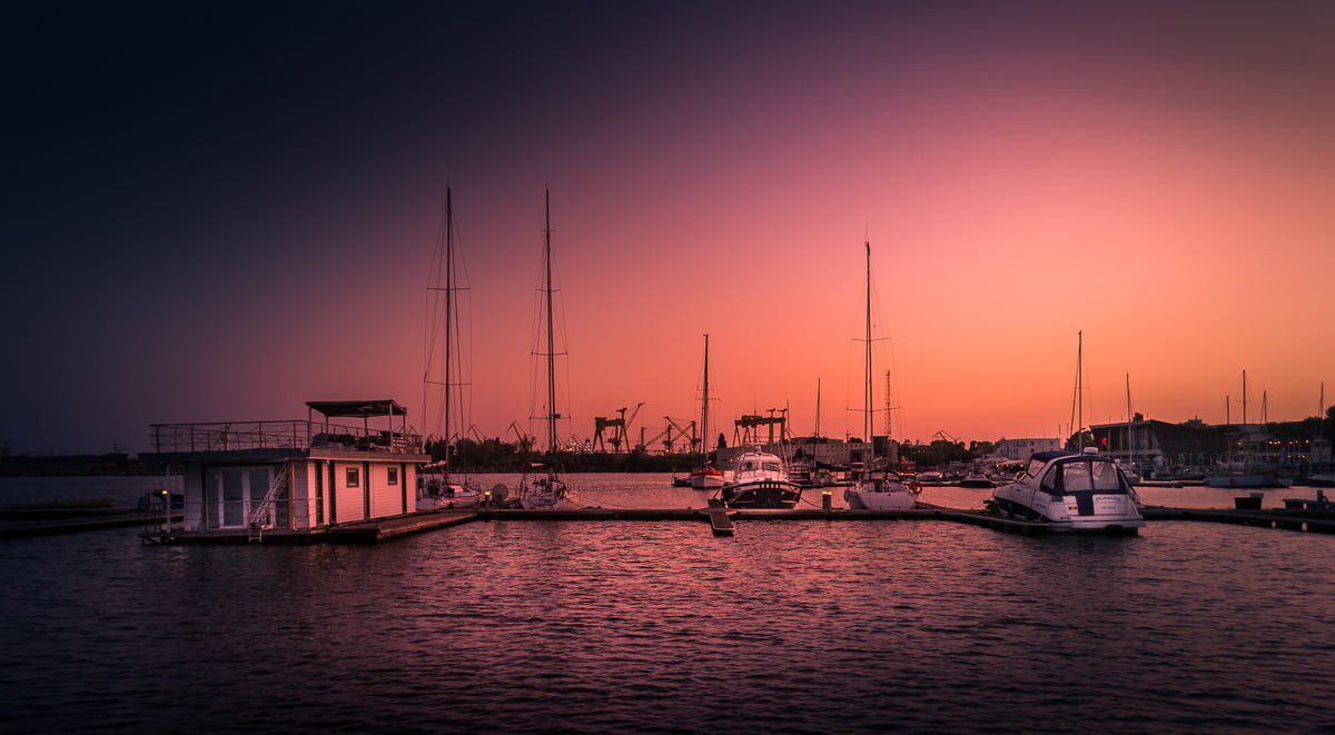 The Mangalia Marina at sunset.