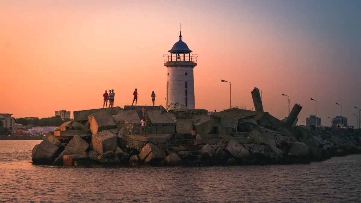 Old lighthouse in Mangalia Port.