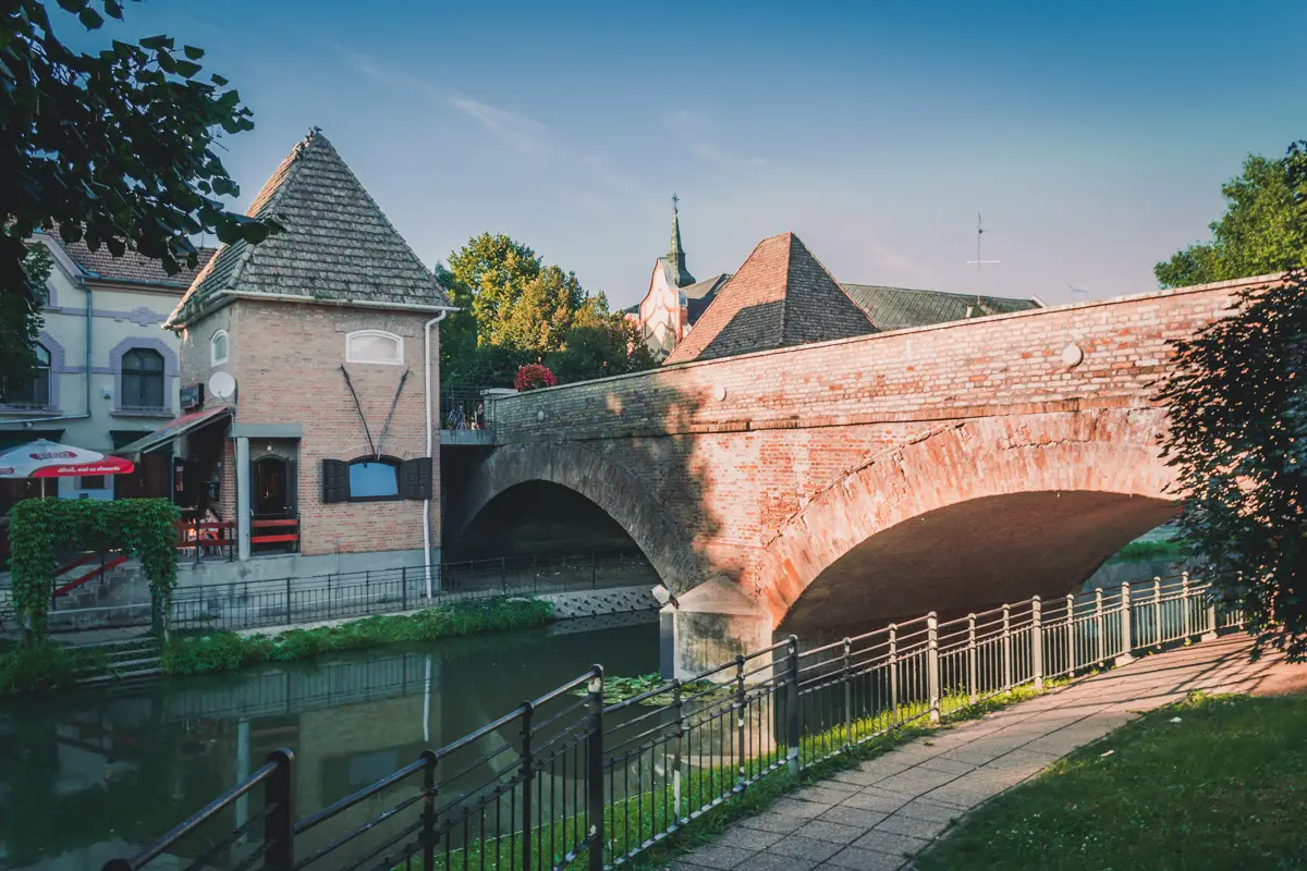 Brick bridge over the canal in downtown.