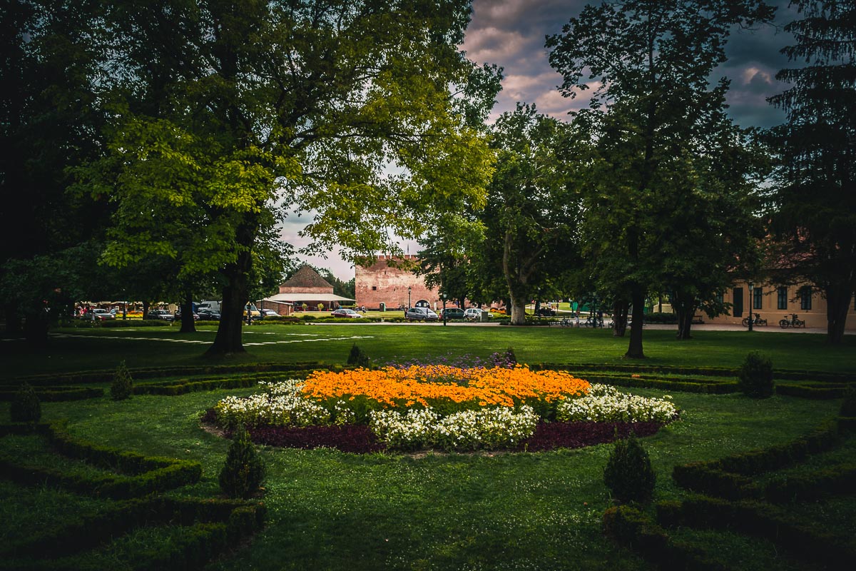 Flower garden in front of the Almasy Castle.