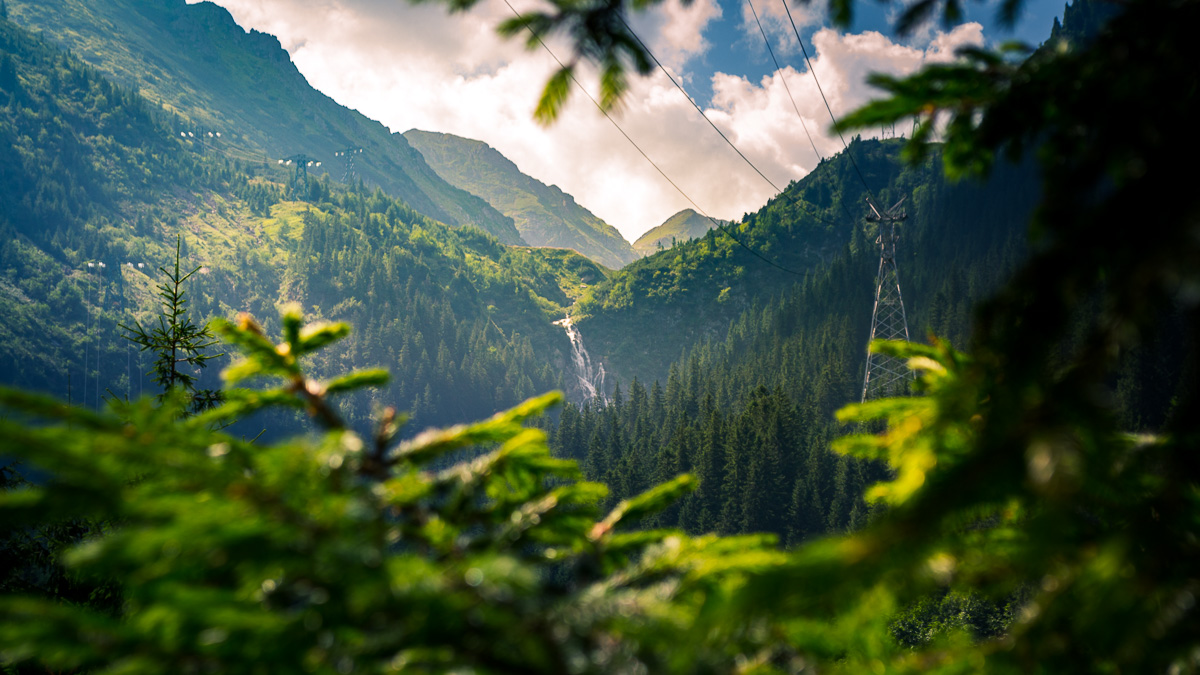 The Bâlea waterfall in the Făgăraș Mountains.