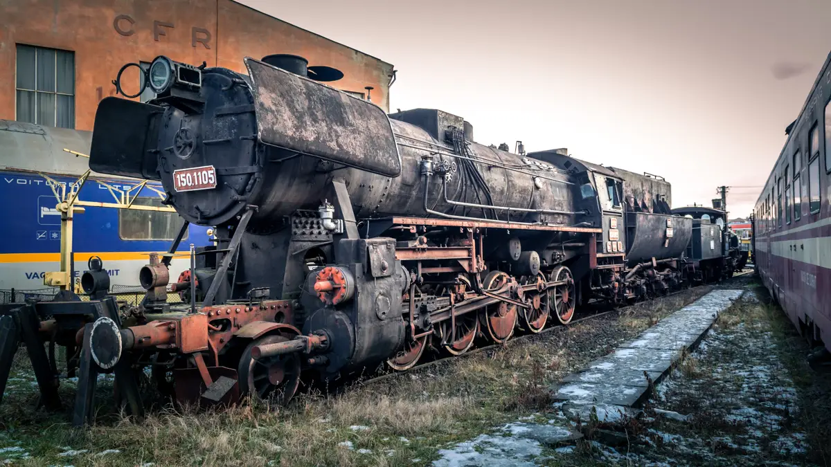 Steam locomotives in the museum.