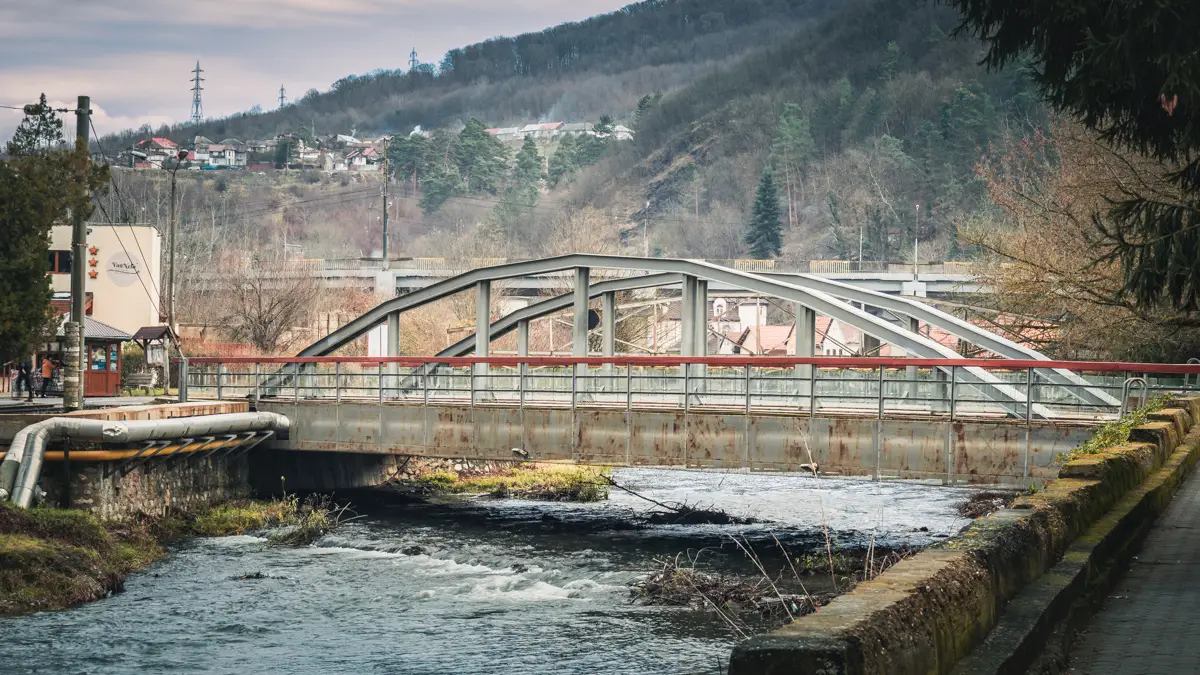 The Vama bridge and the Barzava river.