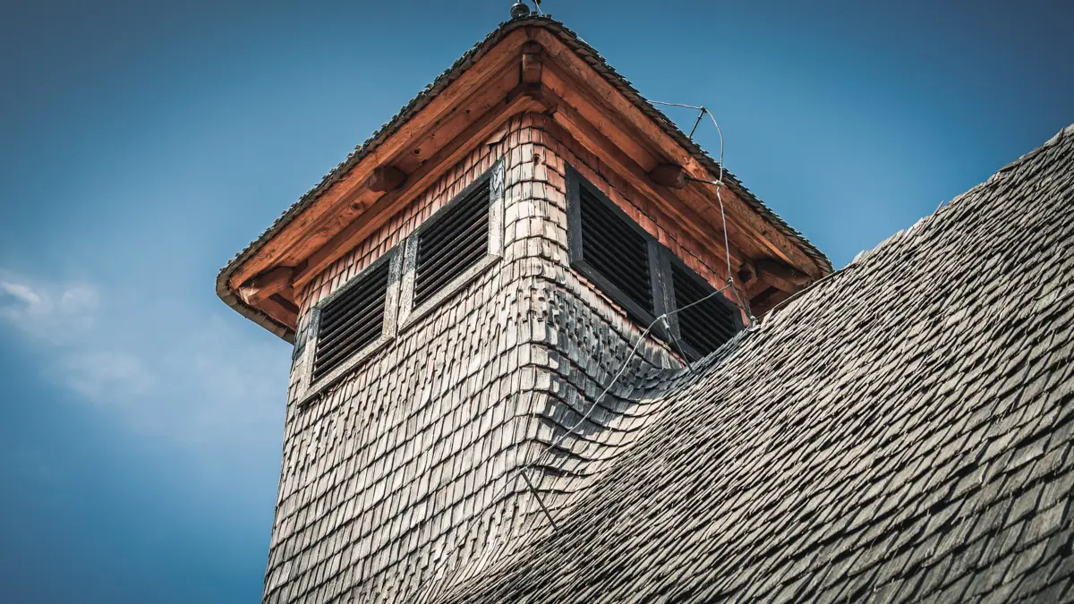 Roof made of wooden tiles.