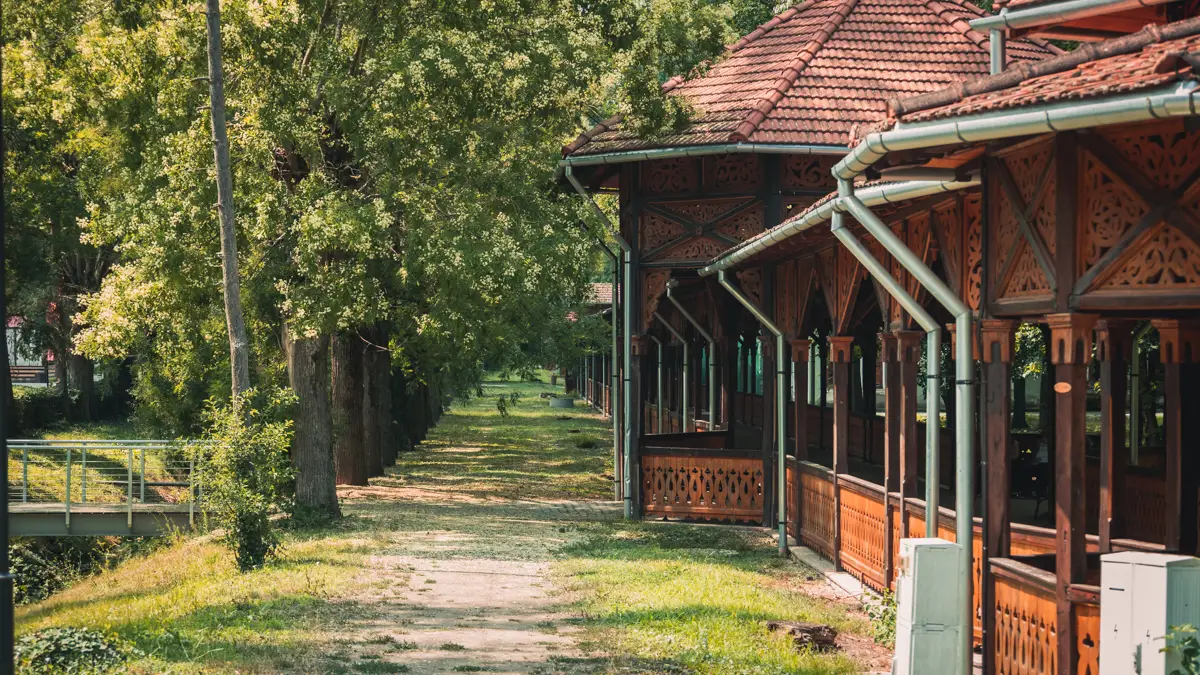 The covered colonnades after renovation.