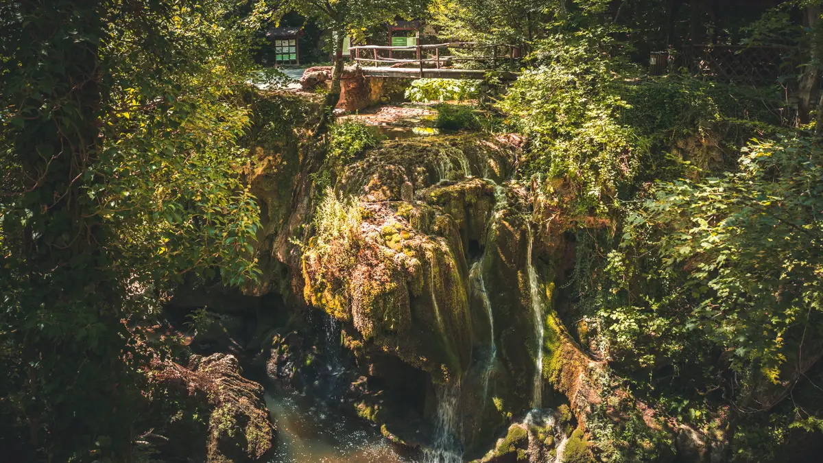 The Bigar Waterfall seen from the road.