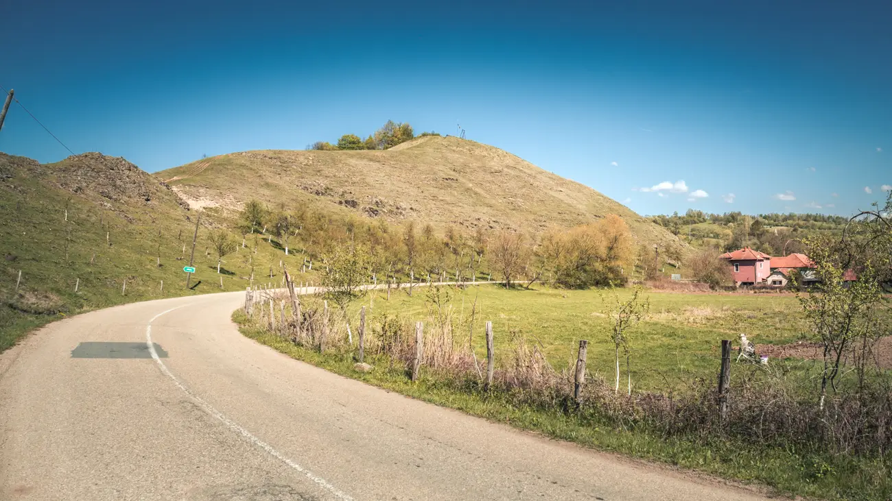 Large hills near the village of Crivina de Sus.