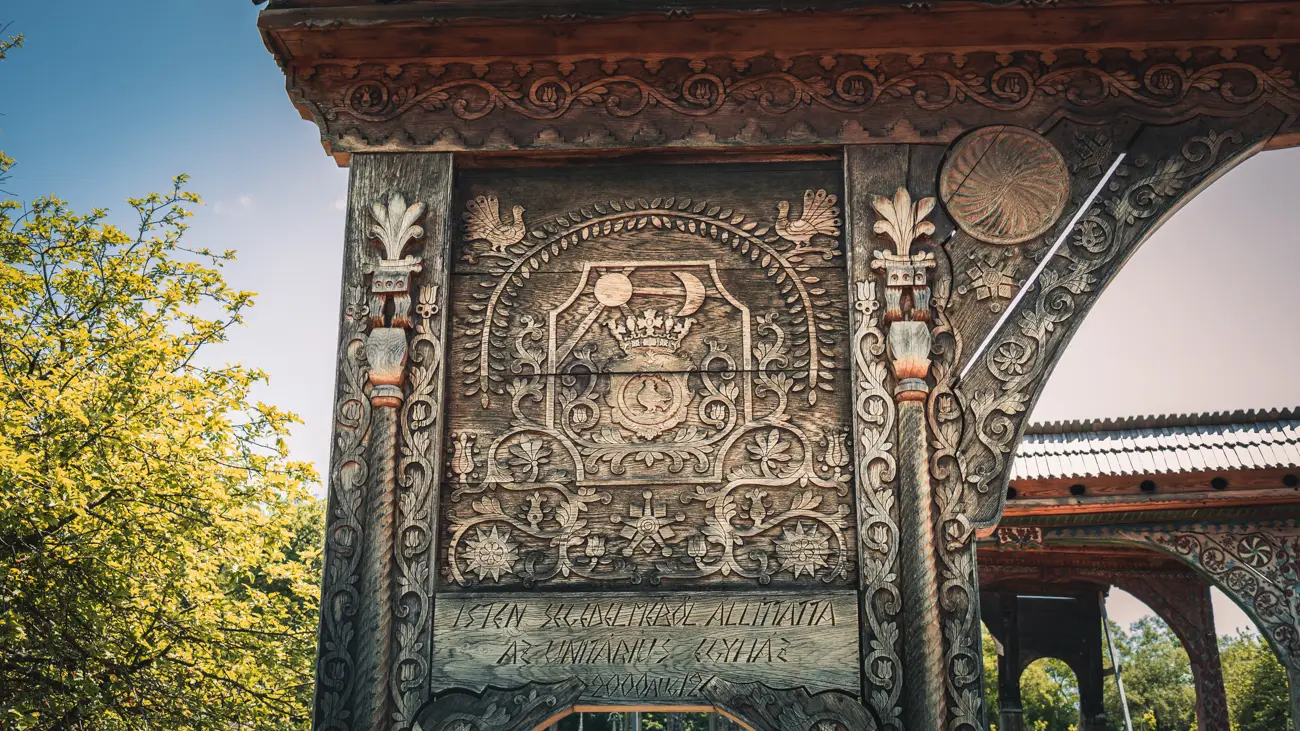 Close up photo of the traditional carvings.