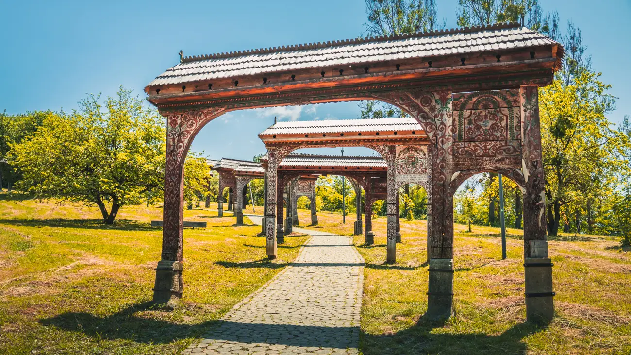 Multiple Szekler Gates near Mini Transylvania.