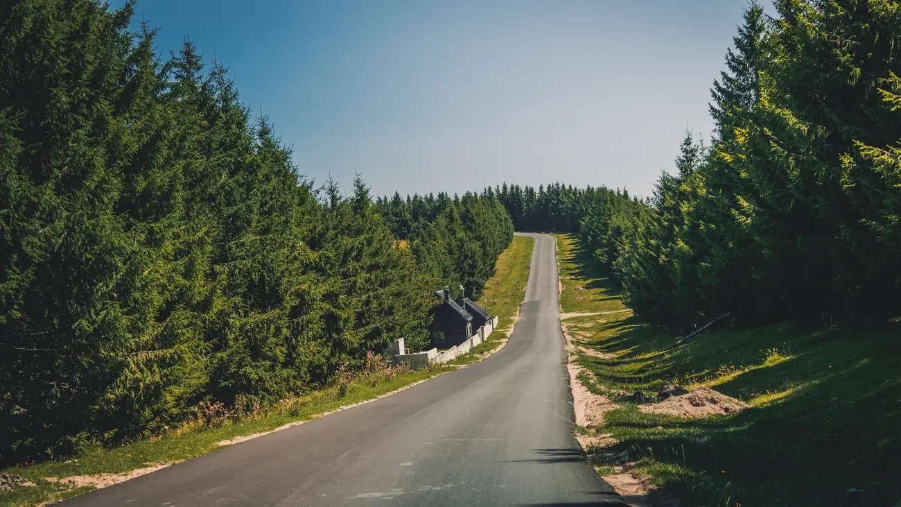 Main road which leads to the Semenic resort.